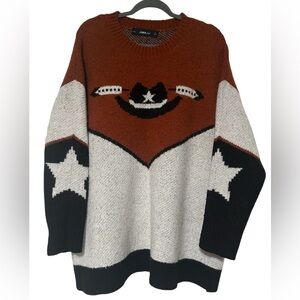 Zara Knit Sweater in Rust and Gray